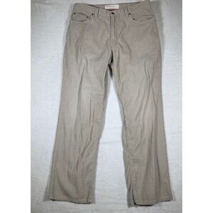 Perry Ellis Cotton Mens Tan Corduroy Pants Size 36x32 Straight Leg Casual